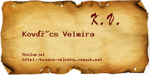 Kovács Velmira névjegykártya